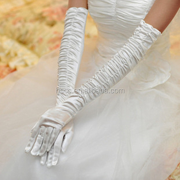 白いファンシーapploques付きブライダル手袋のための結婚式の付属品仕入れ・メーカー・工場
