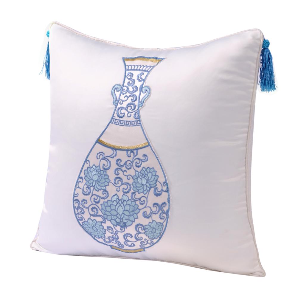 Chinese Cultural Style Silk Cushion Cover Embroidery Design