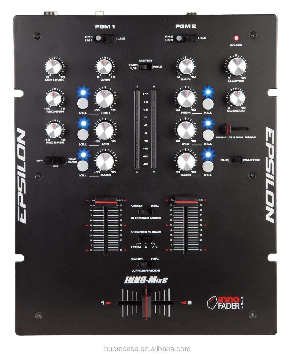 工場価格イプシロン inno ミックス 2 チャンネル スクラッチ dj ミキサー で バランス trs 1/4 マスター出力& 1/4 ヘッドホン入力仕入れ・メーカー・工場