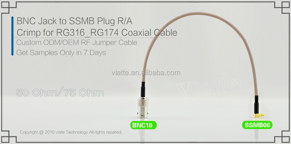 Rfssmbオスbncメスコネクタにr/に圧着力をrg174用同軸ケーブルのコネクタ仕入れ・メーカー・工場