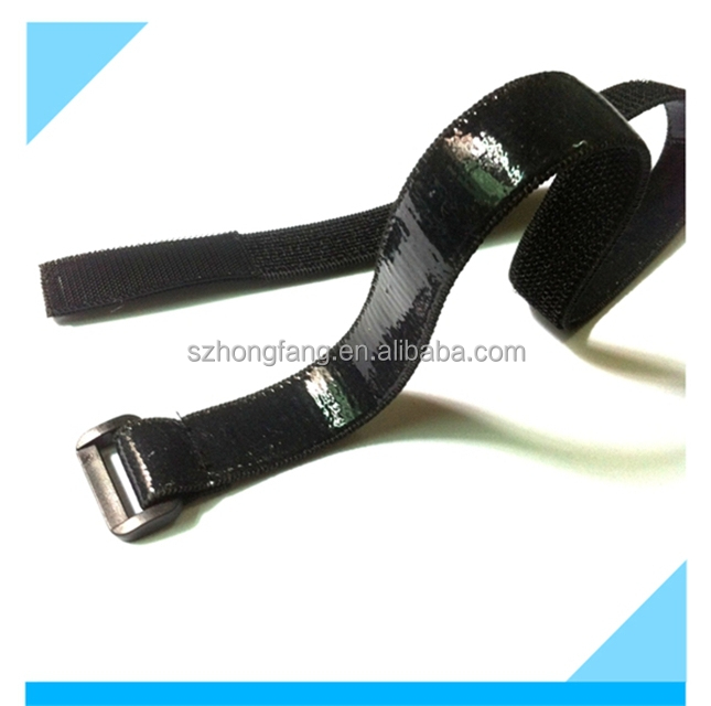 Wholesale Anti slip elastic hook and loop strap with silicone rubber