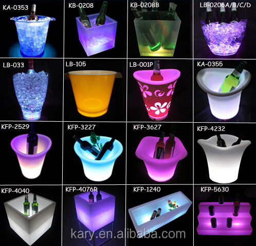 Rechargeable Waterproof Cooler Champagne Plastic LED Ice Bucket