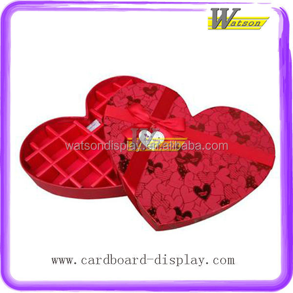 red heart shape cardboard homemade chocolate gift box