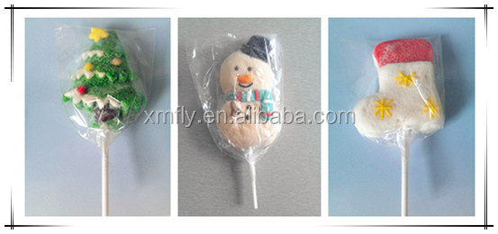 Christmas snowman shaped assorted flavour marshmallow lollipop candy