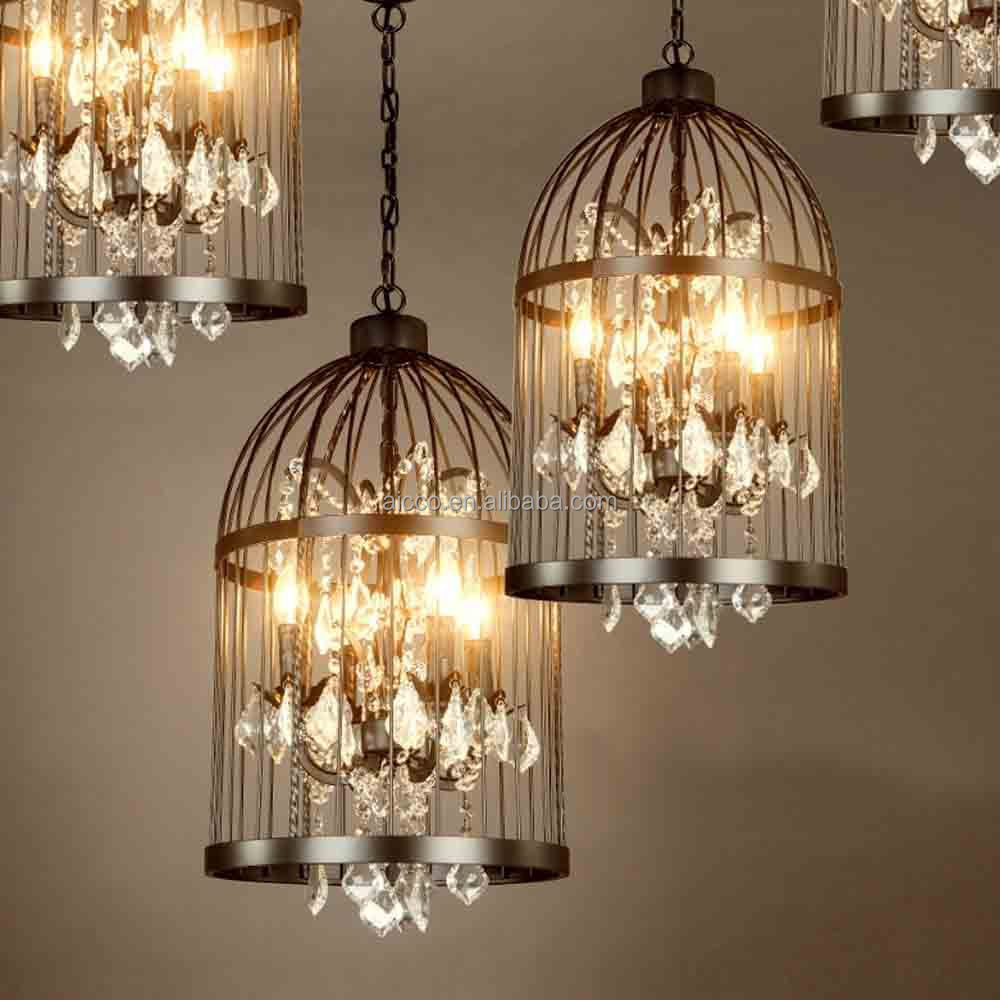 Vintage industriale luce del pendente gabbia per uccelli con ... Lampadario pendente