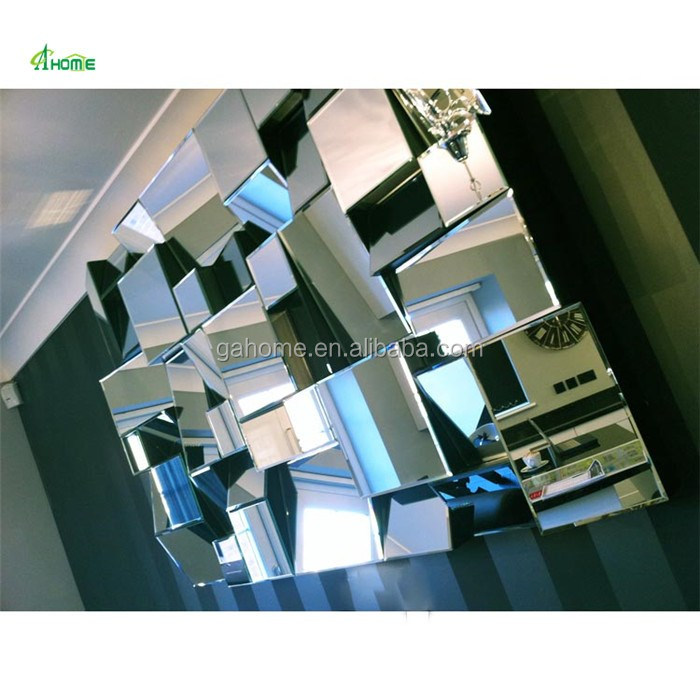 large multi faceted 3d decorative wall mirror