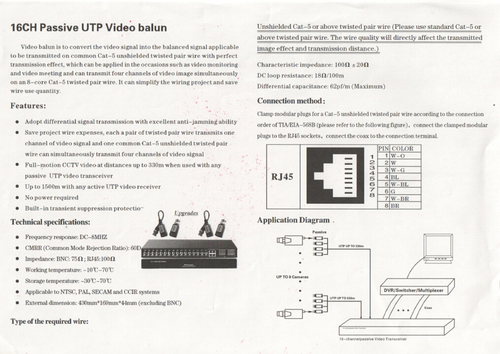 16- チャンネルパッシブビデオバランuptサージ保護付きrj45へのコンバータbncメス型bncコネクタ仕入れ・メーカー・工場