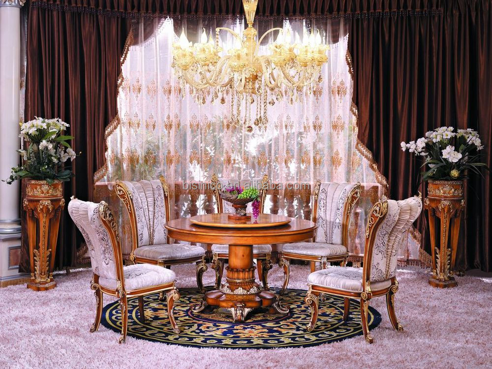 Francés muebles de comedor clasicos/mesa comedor de madera redonda ...