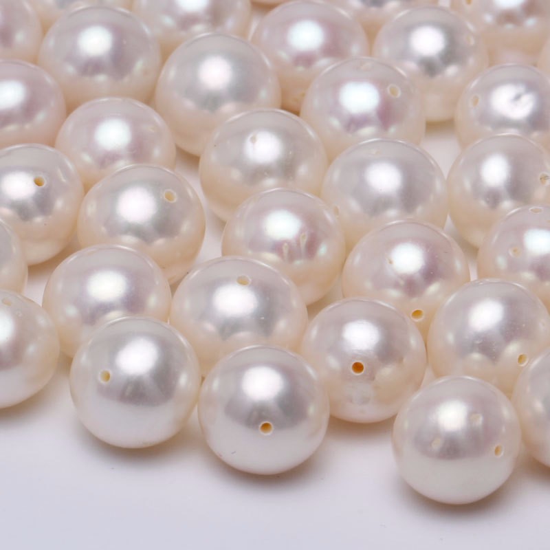 Nearly Round 8mm Natural Freshwater Loose White Pearl With Hole For 