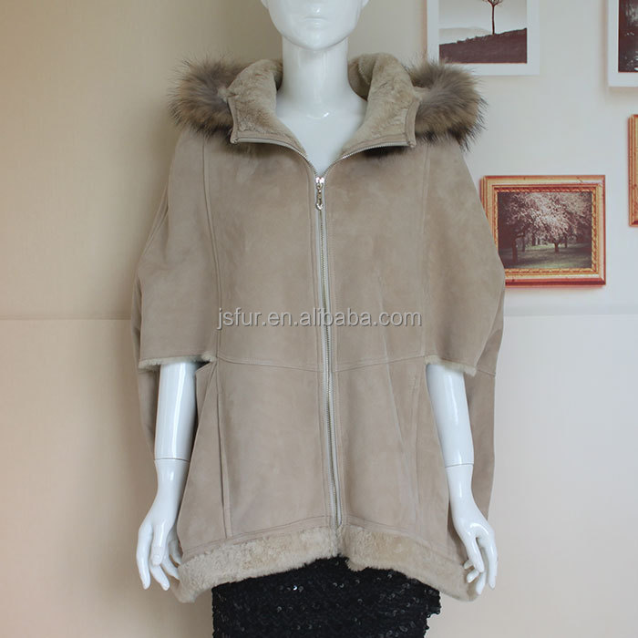 トップファッションラクダ色最高品質レディース毛皮と革のシープスキンダブルフェイス1.jpgpaovercoat卸売バットスリーブコート仕入れ・メーカー・工場