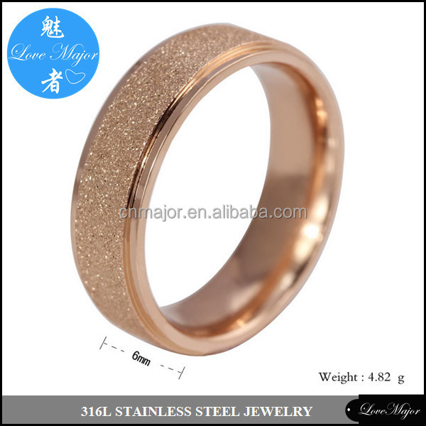 2012 Rose Gold Sand Blasting Stainless Steel Ring Of Fashion Jewelry