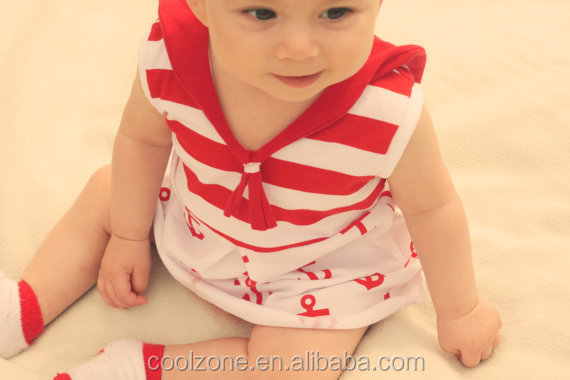 赤と白のストライプの赤ちゃんかわいい女の子のサマードレスプリントのベビードレス仕入れ・メーカー・工場