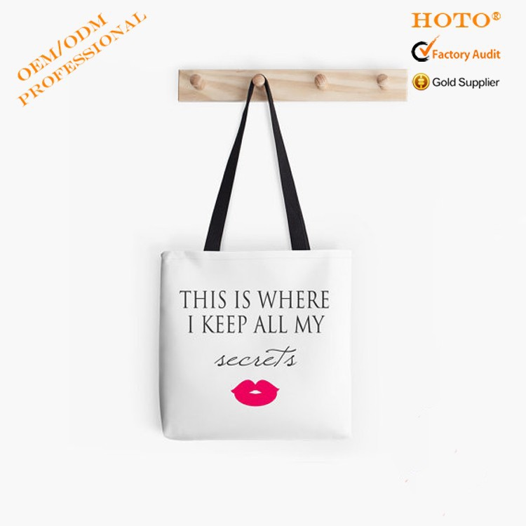 Yiwu factory supply cotton tote bag long polyester handle handbag