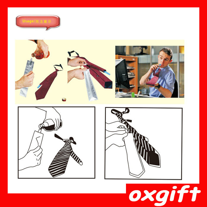 新しいファッションの創造的なoxgift2014年デザインのネクタイ付きフラスコ秘密の隠しワインのフラスコを連れていらっしゃい自身の飲み物問屋・仕入れ・卸・卸売り