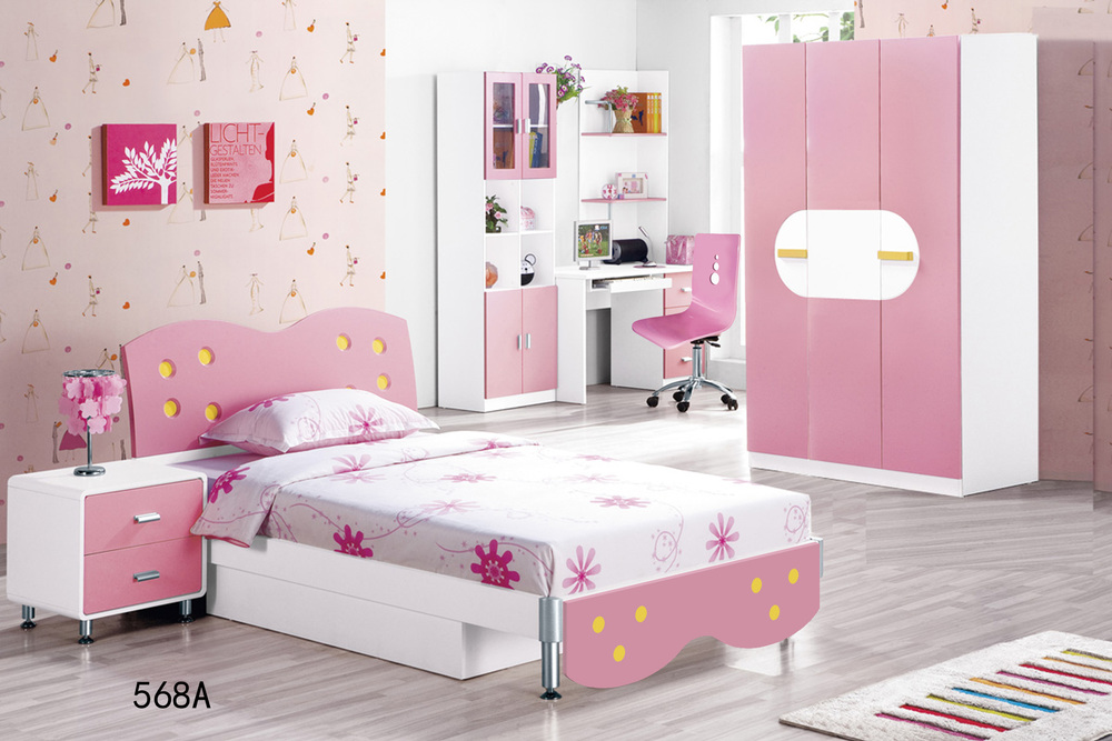 工場価格子供ピンク女の子寝室の家具仕入れ・メーカー・工場