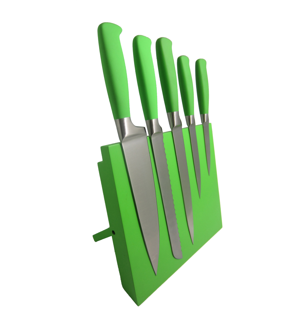 Groene kleur coating holle handvat keuken mes set van 6 stuks met ... Houten keuken groene