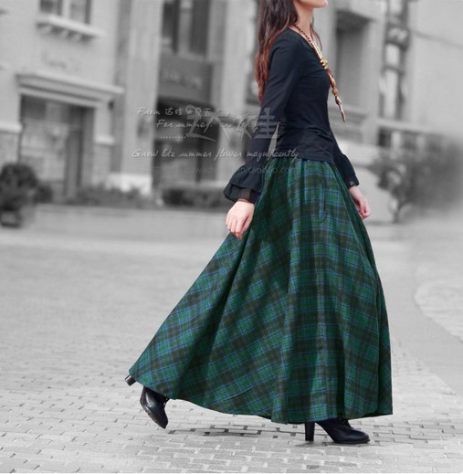 2017 Wholesale 2015 Autumn New Fashion Long Plaid Skirt Vintage ...