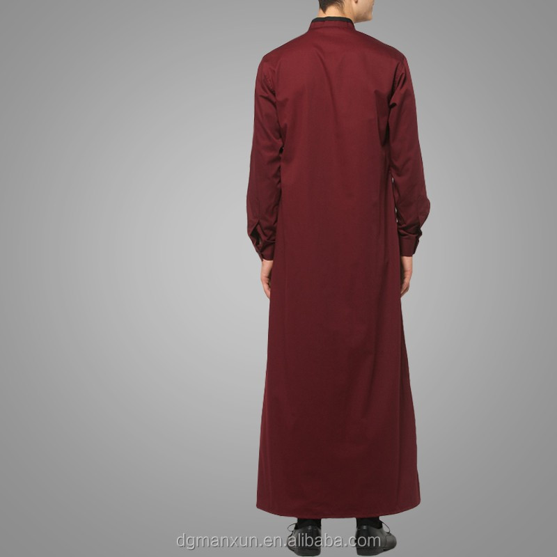 2016 Design Mens Islamic Thobe Saudi Style Robe Arab Sayyid Thobe Maroon (5).jpg