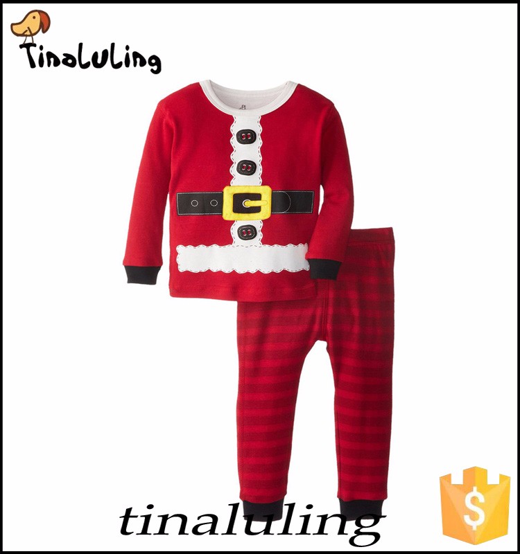 ブティックストライプクリスマスパジャマ女の子卸売ブティック子供服のサプライヤー用ハッピー年仕入れ・メーカー・工場