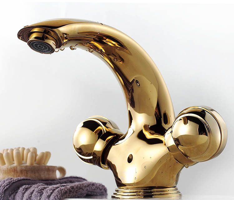 真鍮ダブルハンドル乾隆ql-0752gd金の浴室の洗面台の蛇口仕入れ・メーカー・工場