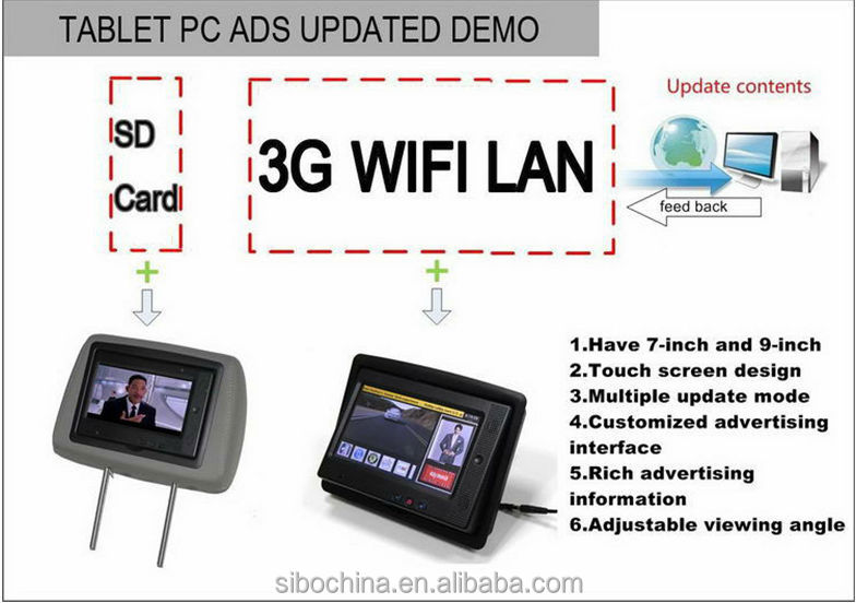 ホット内部での販売のタクシーの広告の画面3g/wifi9'' カー液晶デジタルサイネージ仕入れ・メーカー・工場