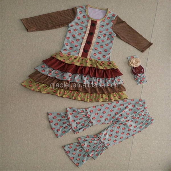 2016リトル女の子ブティックトルコ服セット卸売子供秋服キッズ長袖フリル衣装仕入れ・メーカー・工場