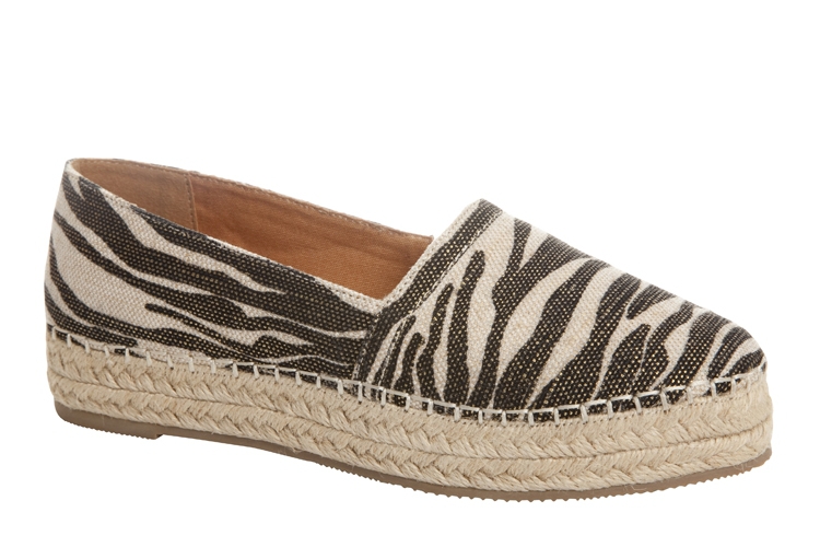 2016 mujeres plataforma alpargata slip on zapatos de cebra