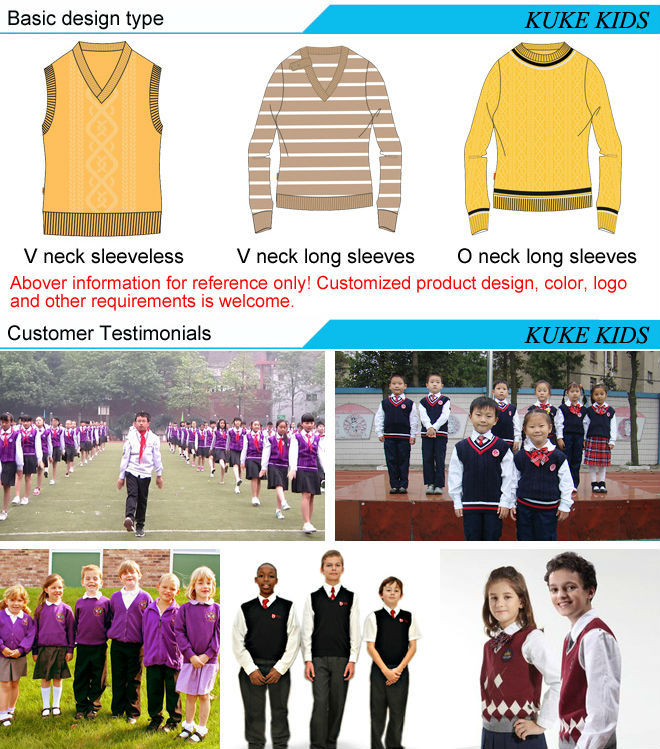 ソリッドカラーvネックロングスリーブ子供のための学校の制服のセーター問屋・仕入れ・卸・卸売り