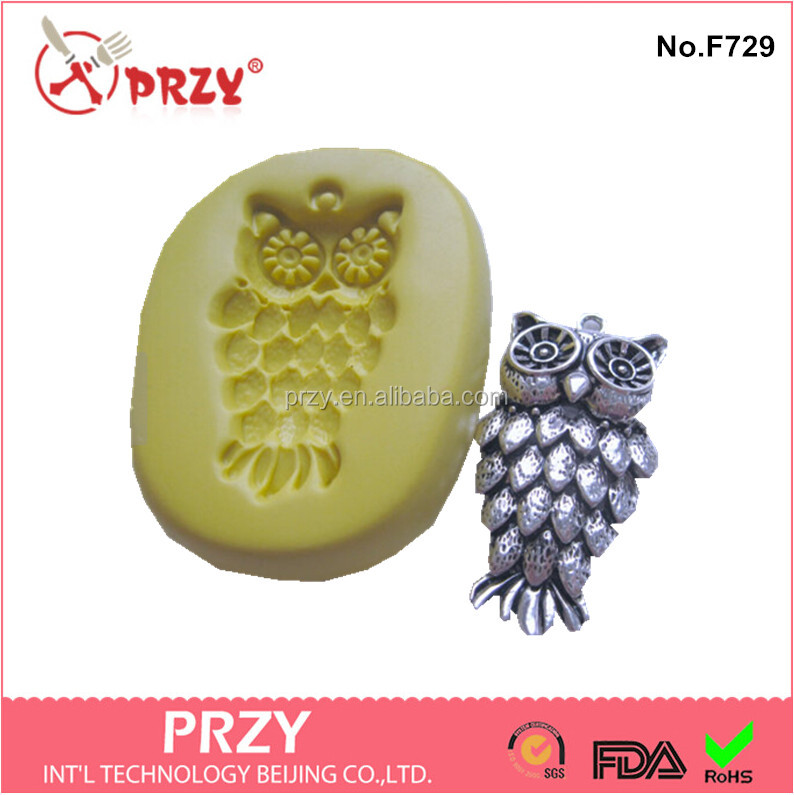 owl mold cake decorations / OWL with bail hole Flexible silicone push mold for food