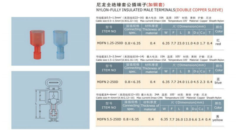 黄色mdfn5.512-10 a. w. g男性のフル mdfn 絶縁端子ケーブルラグ仕入れ・メーカー・工場