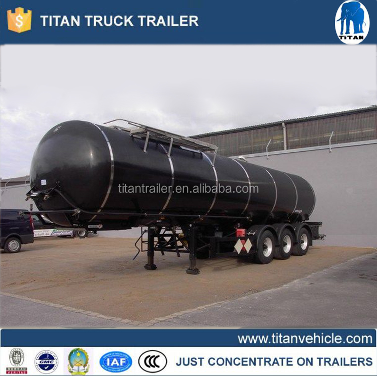 3 Axles Fuel Oil Asphalt Tank Truck Trailer , Heated Bitumen Tank Trailer Semi Trailer