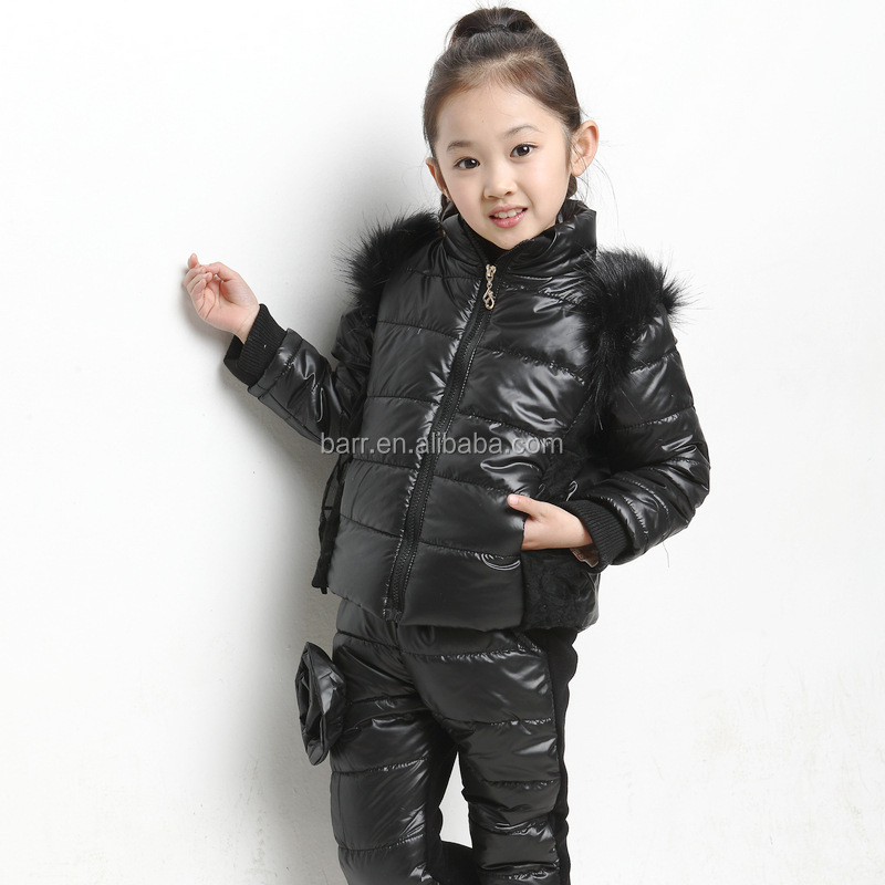 純粋な黒ファッション暖かいローズレッド子の女の子の綿のコートとズボン仕入れ・メーカー・工場