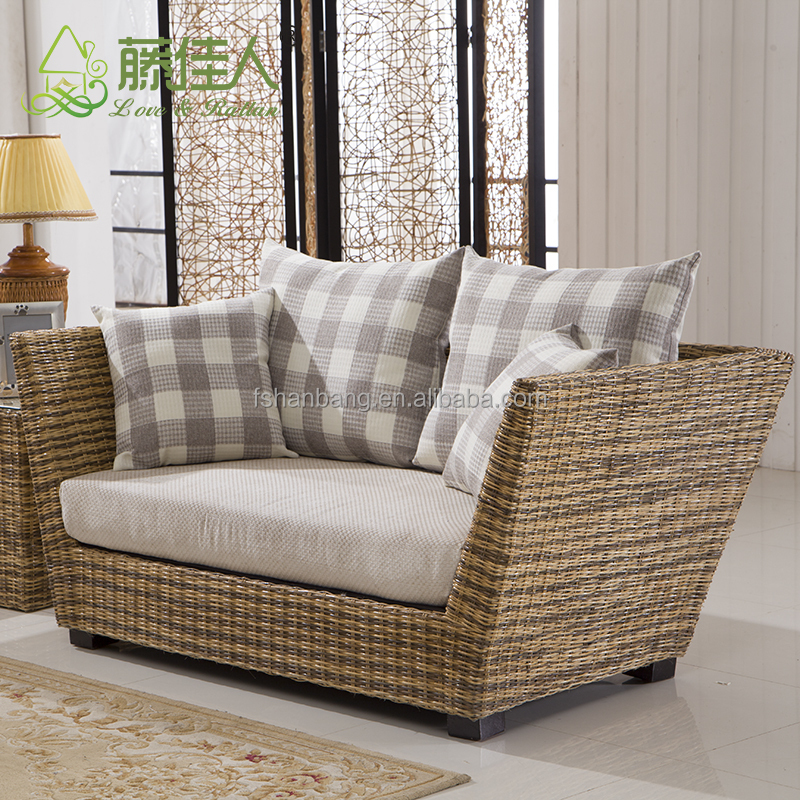 Vintage Leisure Style Real Rattan Wicker Living Room Sofa Furniture Set