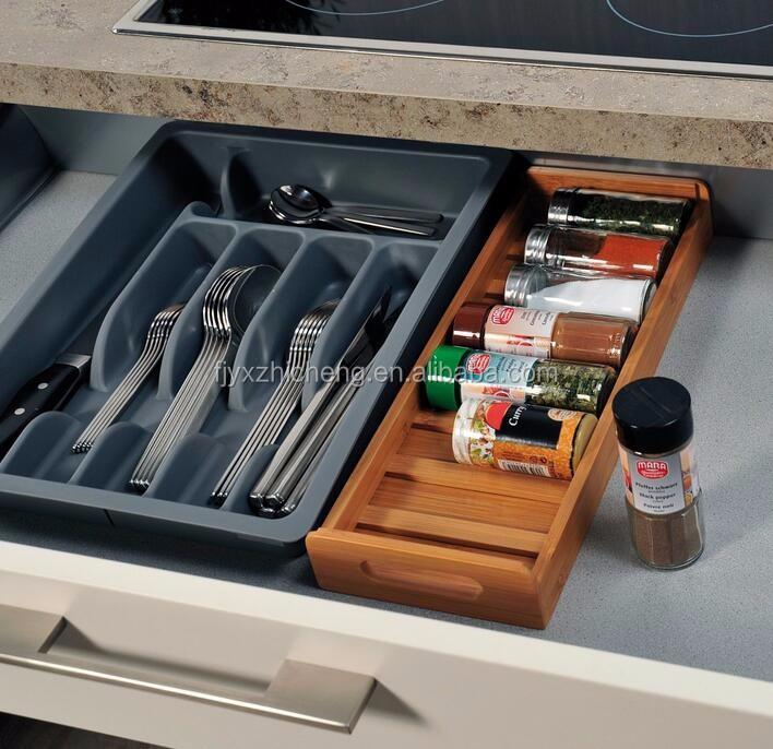 Bamboo Kitchen Drawer Spice Rack In Drawer Organizer For Jars Of