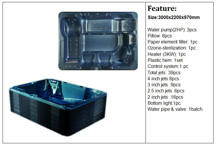 Monalisa Acrylic outdoor massage spa hot tub M-3365 for 6 people