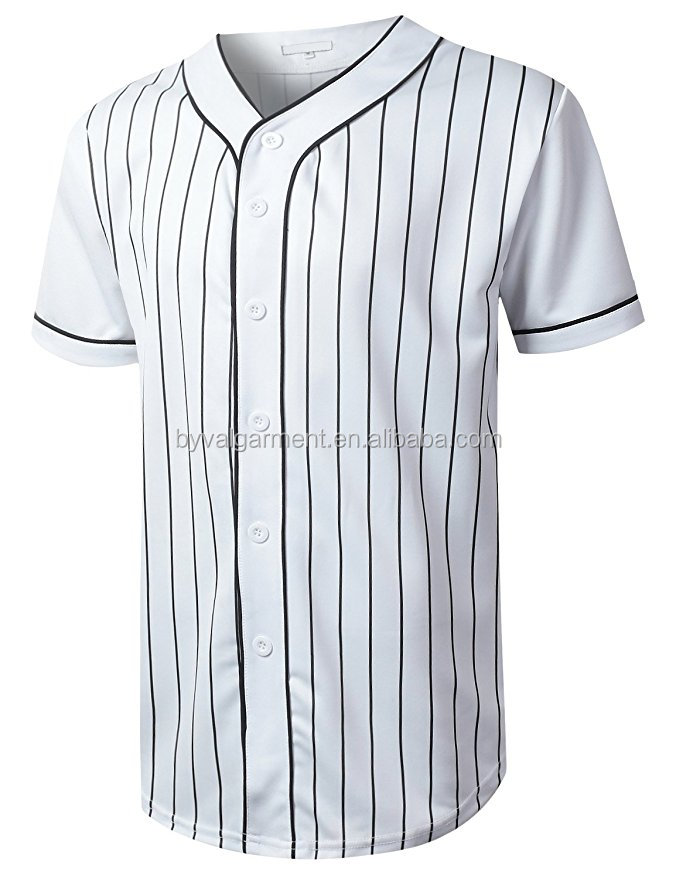 Byval Custom Stripe Baseball Jersey Cotton Polyester Blended Shirts