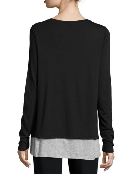高品質二層長袖tシャツ/ピマ綿リラックスしたスタイルトップ層サイドオープン麻tシャツ用女性仕入れ・メーカー・工場