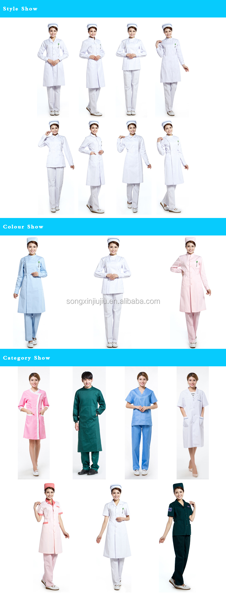 看護師の制服製造のファッション2015河南/100綿青医療スクラブの設計/病院スクラブのユニフォーム仕入れ・メーカー・工場