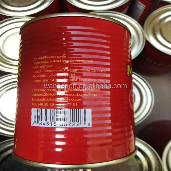 tomato paste with tin packing, 400g delicious tomato paste