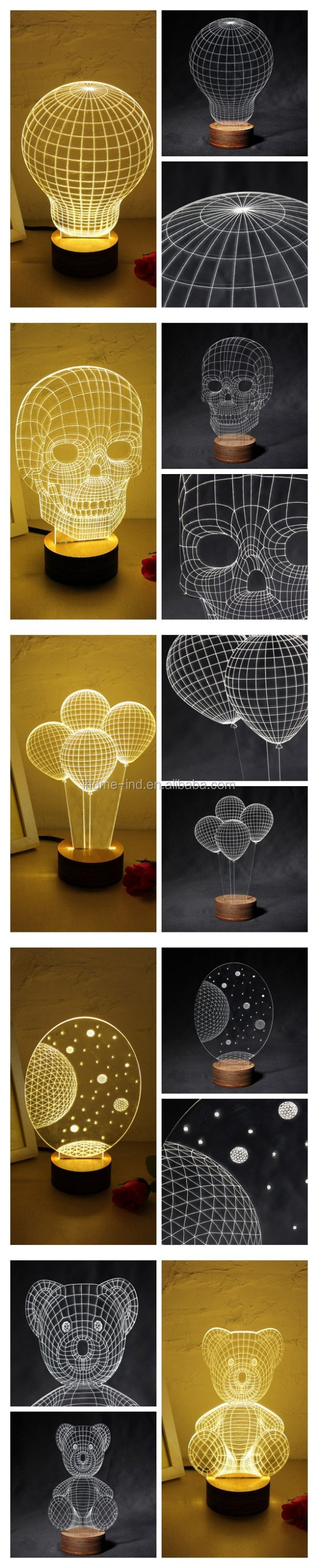 アメージング3dイリュージョンledテーブルランプ夜ライトテーブル照明ledランプで異なる形状設計仕入れ・メーカー・工場