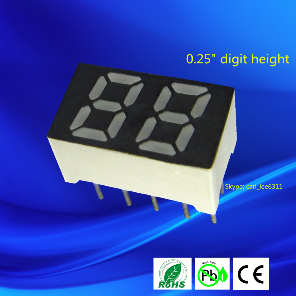 common anode/cathode 0.25 inch mini double 7 segment led display 2 digits