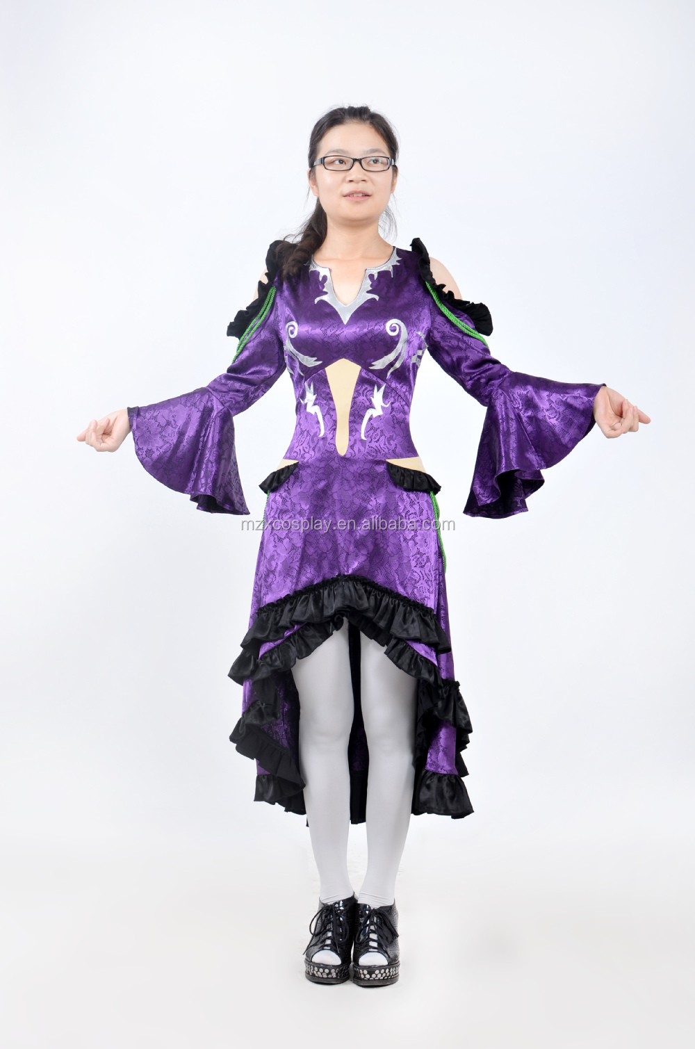 新しいパーソナライズは、 ドレスを果たすcosアニメコスプレ衣装スター守護者女性ファンシーハロウィーンのための紫色のドレス問屋・仕入れ・卸・卸売り