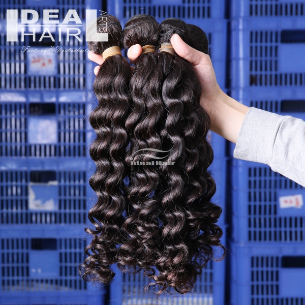 卸売毛エクステンション7aグレード深い波、 もつれないブラジルの人間の髪の毛の拡張子問屋・仕入れ・卸・卸売り