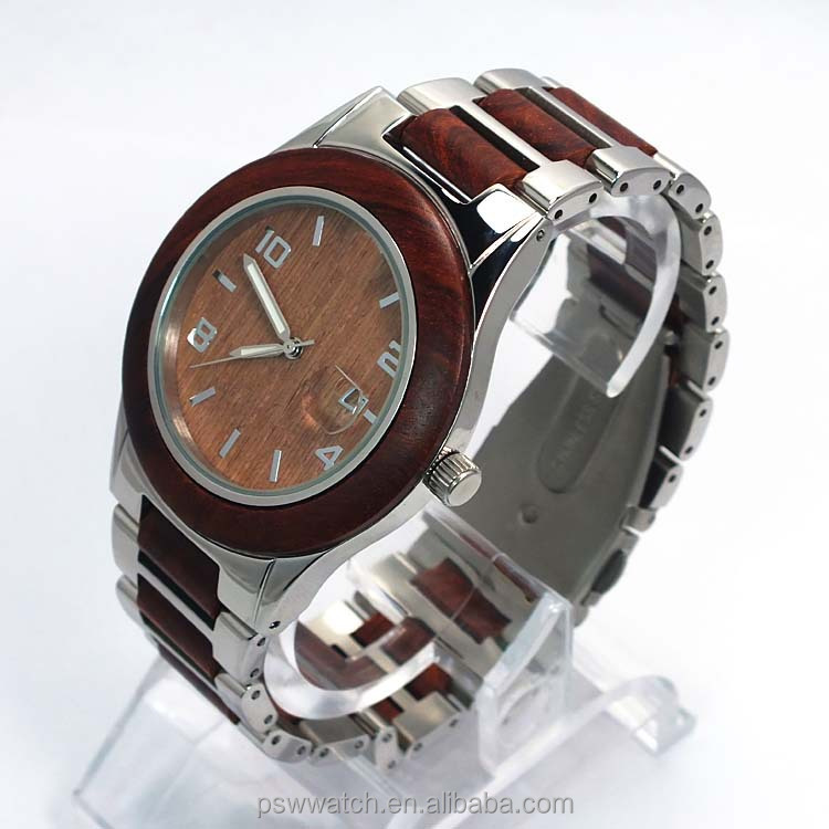 2015 High Quality Waterproof Wood Watch With Stainless Steel Wood Watch Men Wooden Watches