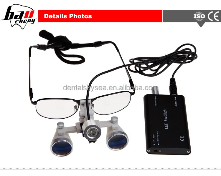 黒led+3.53.5外科医療虫眼鏡の持つルーペポータブルが率いるヘッドライト仕入れ・メーカー・工場