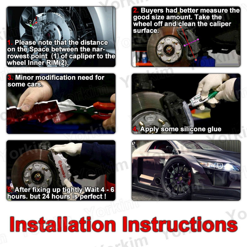 4pcs красный brembo стиль универсальный диск тормозной суппорт охватывает передних и задних суппортов & Аксессуары 4pcs красный brembo стиль универсальный диск тормозной суппорт охватывает передних и задних суппортов & Аксессуары