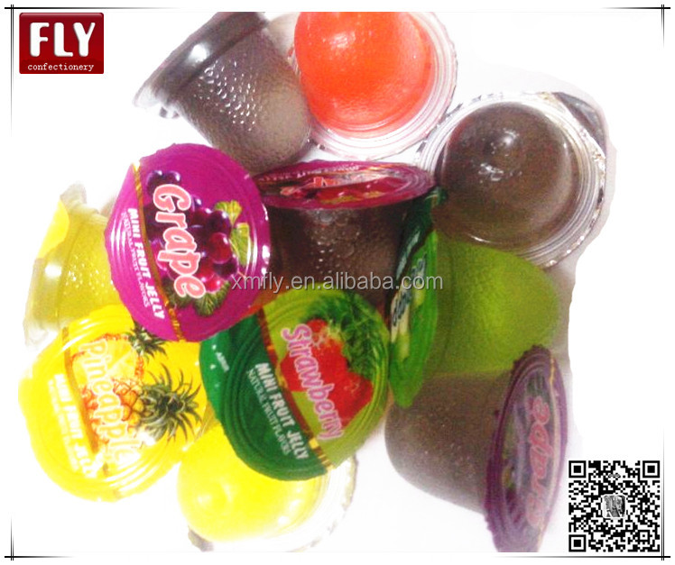 Assorted gelatin mini Fruit Jelly cup jar packing,China FLY price