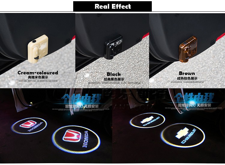 real effect of car door logo light