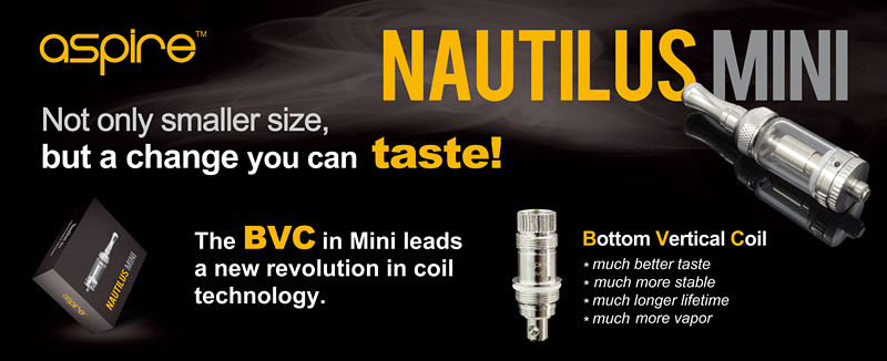 14 August newest aspire nautilus mini BVC coil best atomizer mini nautilus glassomizer