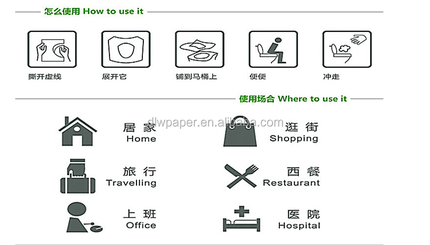 航空機の使用1/4倍トイレ紙のシートカバー、 で作られた100％バージンパルプ、 バイオ- 分解性と流せる問屋・仕入れ・卸・卸売り